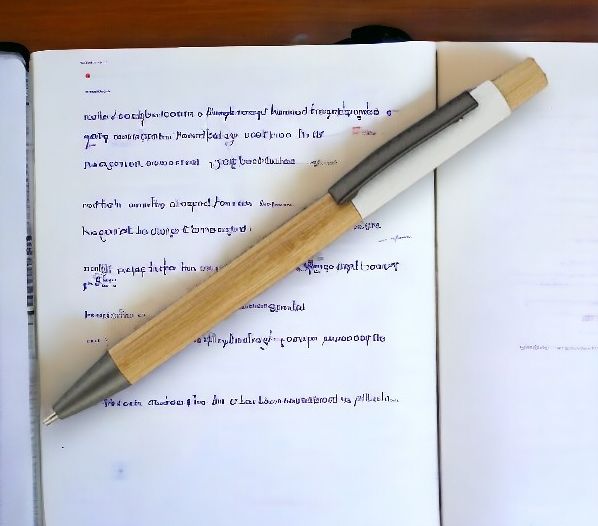 Ручка "Авалон" с корпусом из бамбука и софт-тач вставкой, Белая / УЦЕНКА